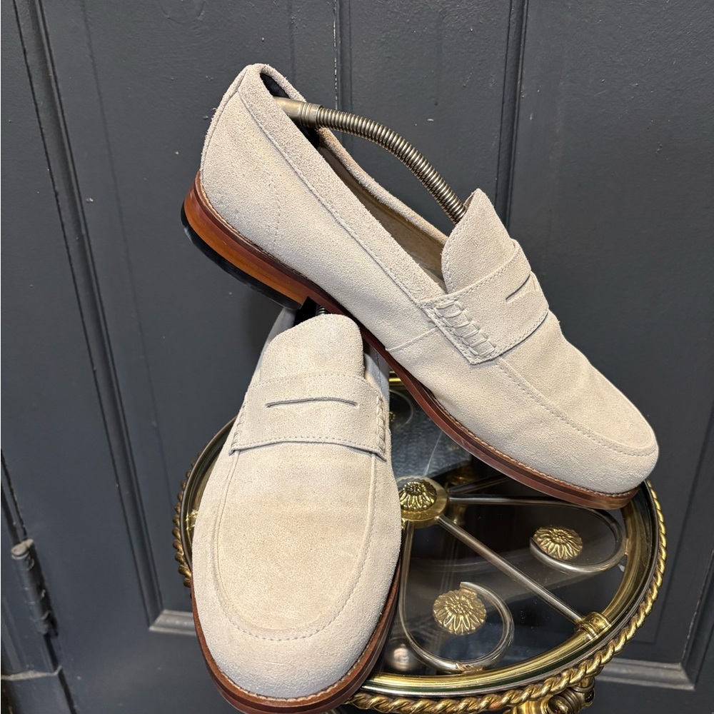 Banana Republic Suede Devyn Penny Loafers Men's Beige 12